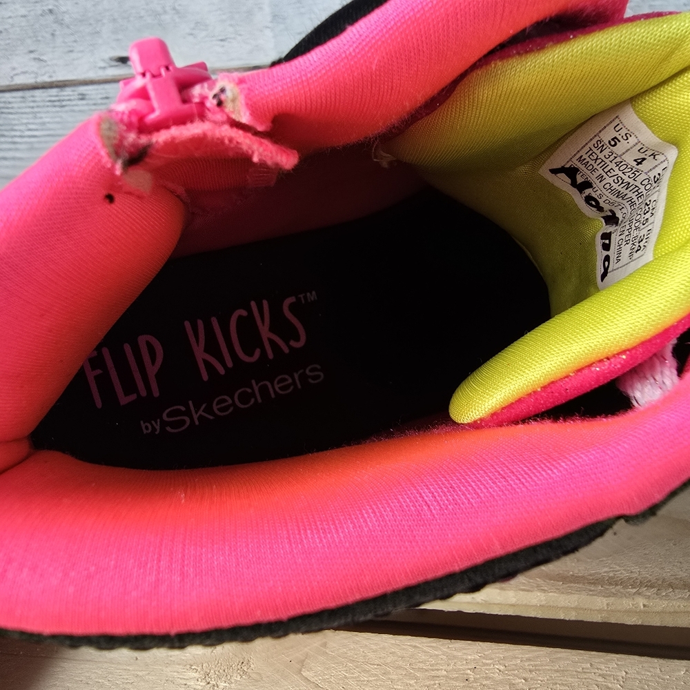 Skechers Flip Kicks Sneakers 314025L High Top Neon Pink Green Neon Youth Size 5 - Picture 9 of 12